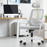 White Mesh Office Chair with Fabric Seat