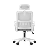 White Mesh Office Chair with Fabric Seat