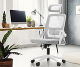 White Mesh Office Chair with Fabric Seat
